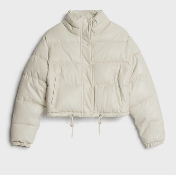 Bershka Faux Leather Puffer Jacket 